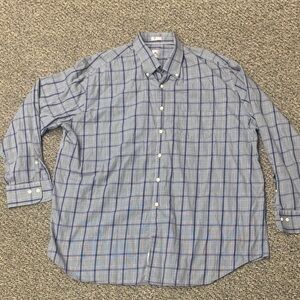 Peter Millar Blue and Gray Checkered Shirt